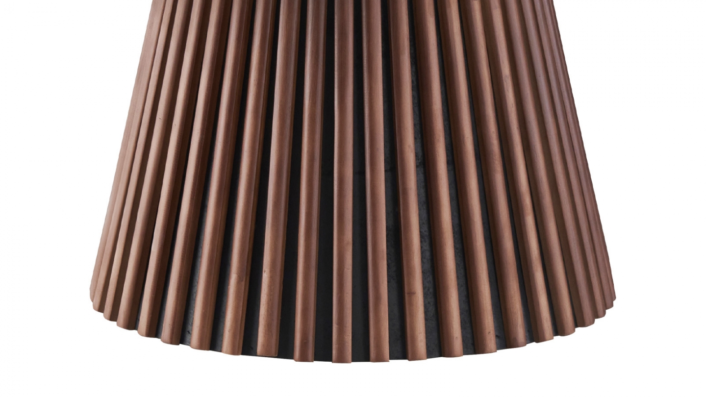 Table basse ronde plateau en céramique effet marbre et piètement effet noyer- 80 cm - Ada