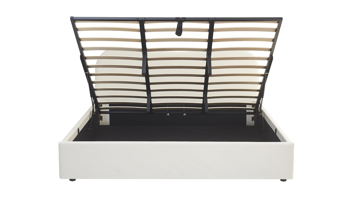 Lit coffre adulte 180x200 cm avec tête le lit matelassée en velours beige - Suzon