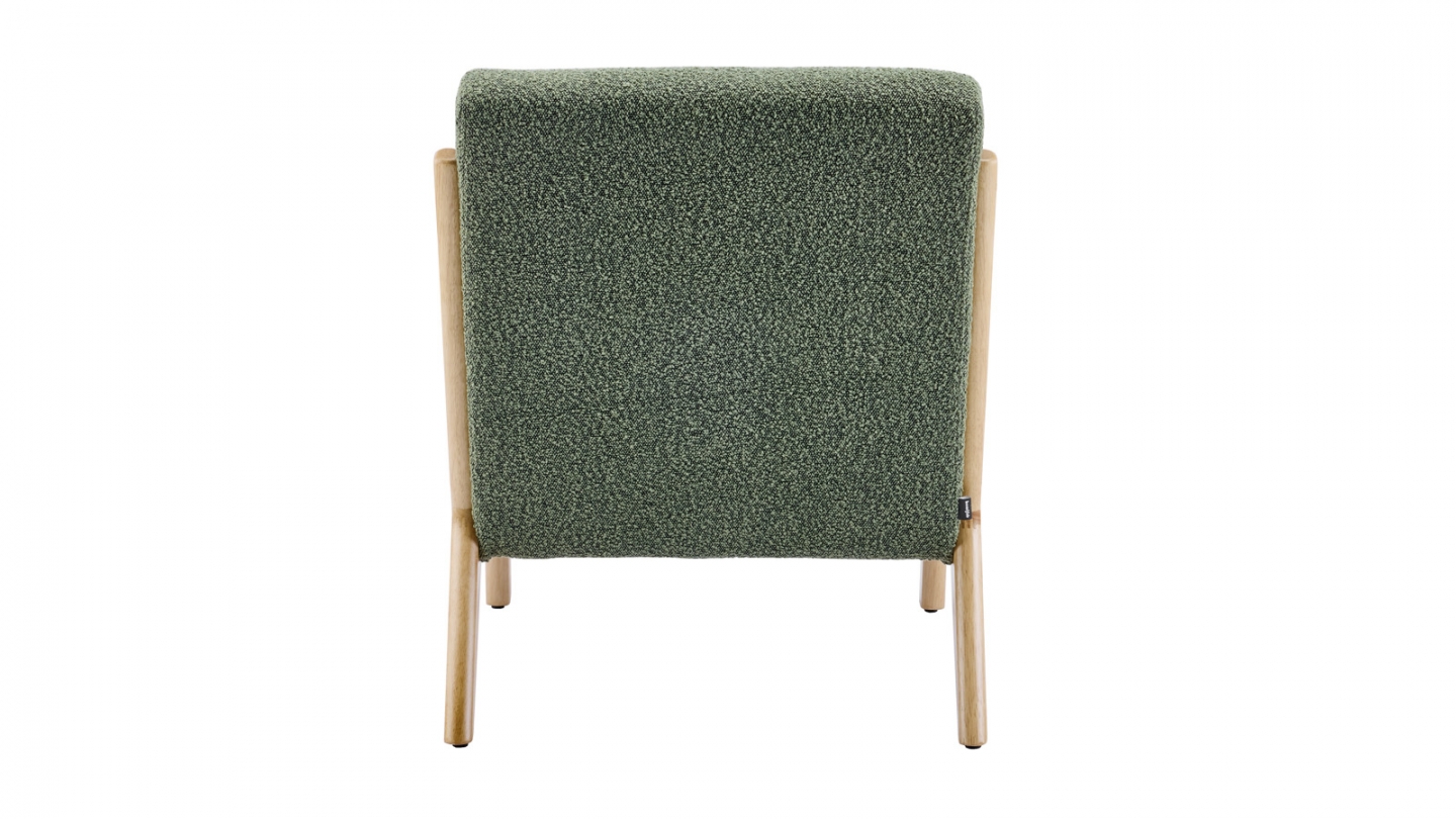 Fauteuil en bois et tissu bouclé vert - Lanna
