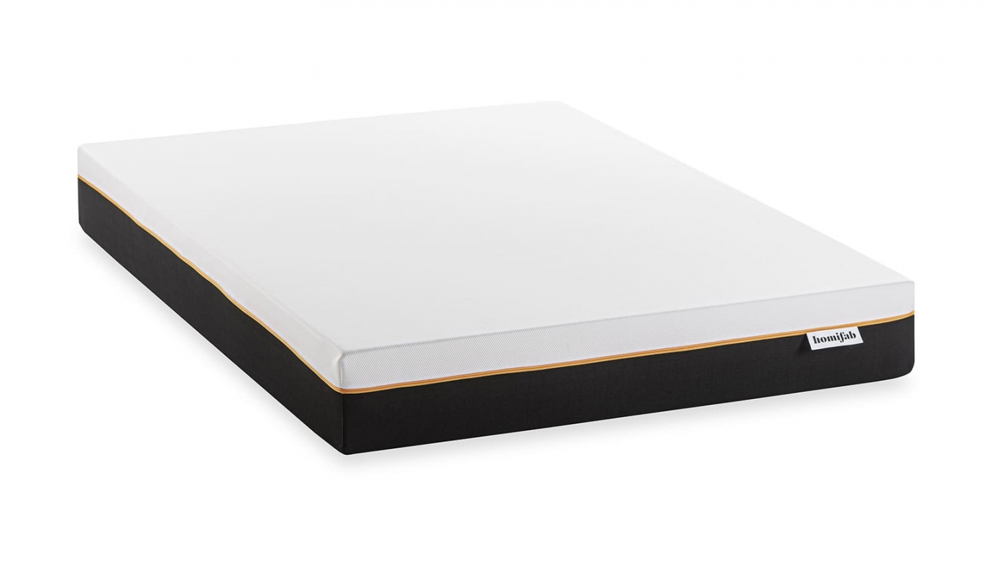Ensemble Lit adulte 140x190cm avec tête de lit en velours côtelé beige - Milo + Matelas mémoire de forme - Dual Confort