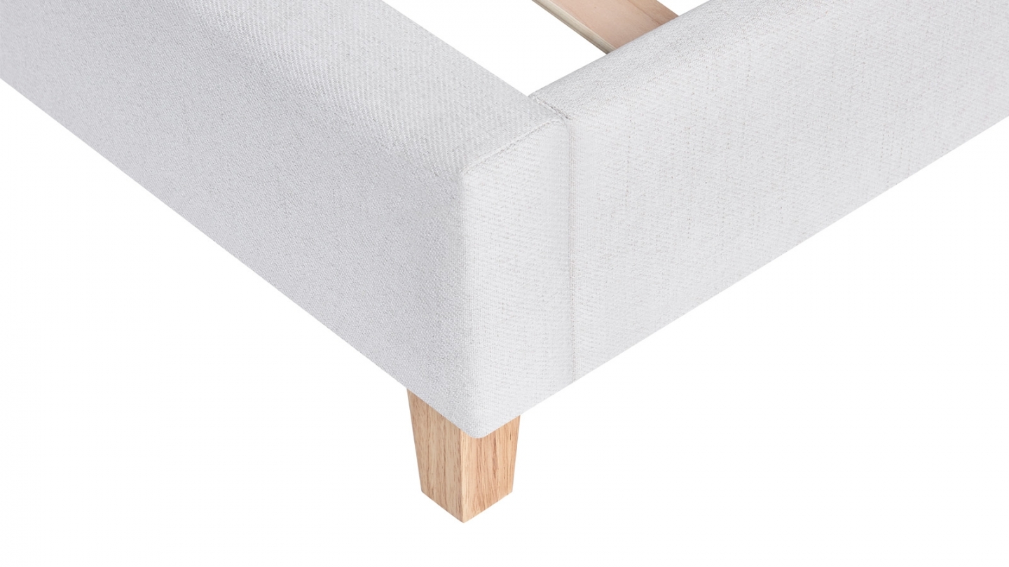Ensemble Lit adulte 140x190cm avec tête de lit en tissu beige - Milo + Matelas mémoire de forme - Dual Confort