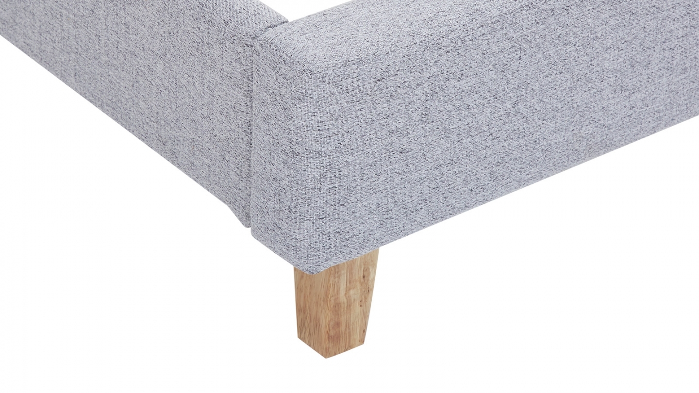 Ensemble Lit adulte 90x190cm avec tête de lit en tissu gris chiné - Milo + Matelas mémoire de forme - Dual Confort