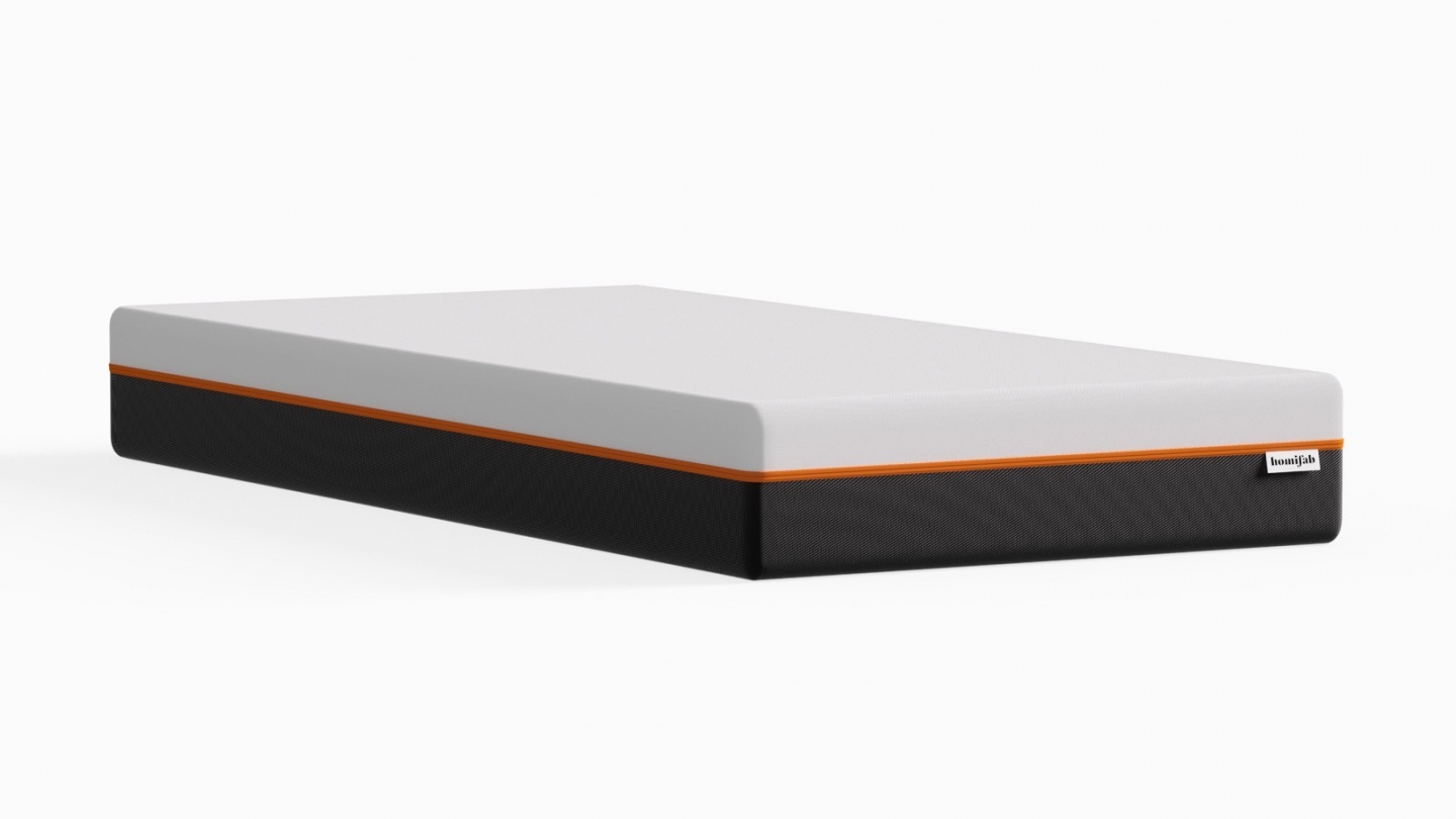 Ensemble Lit adulte 90x190cm avec tête de lit en tissu beige - Milo + Matelas mémoire de forme - Dual Confort