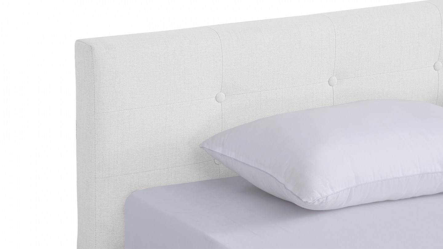 Ensemble Lit adulte 180x200cm avec tête de lit en tissu beige - Milo + Matelas ressorts ensachés - Spring Elite