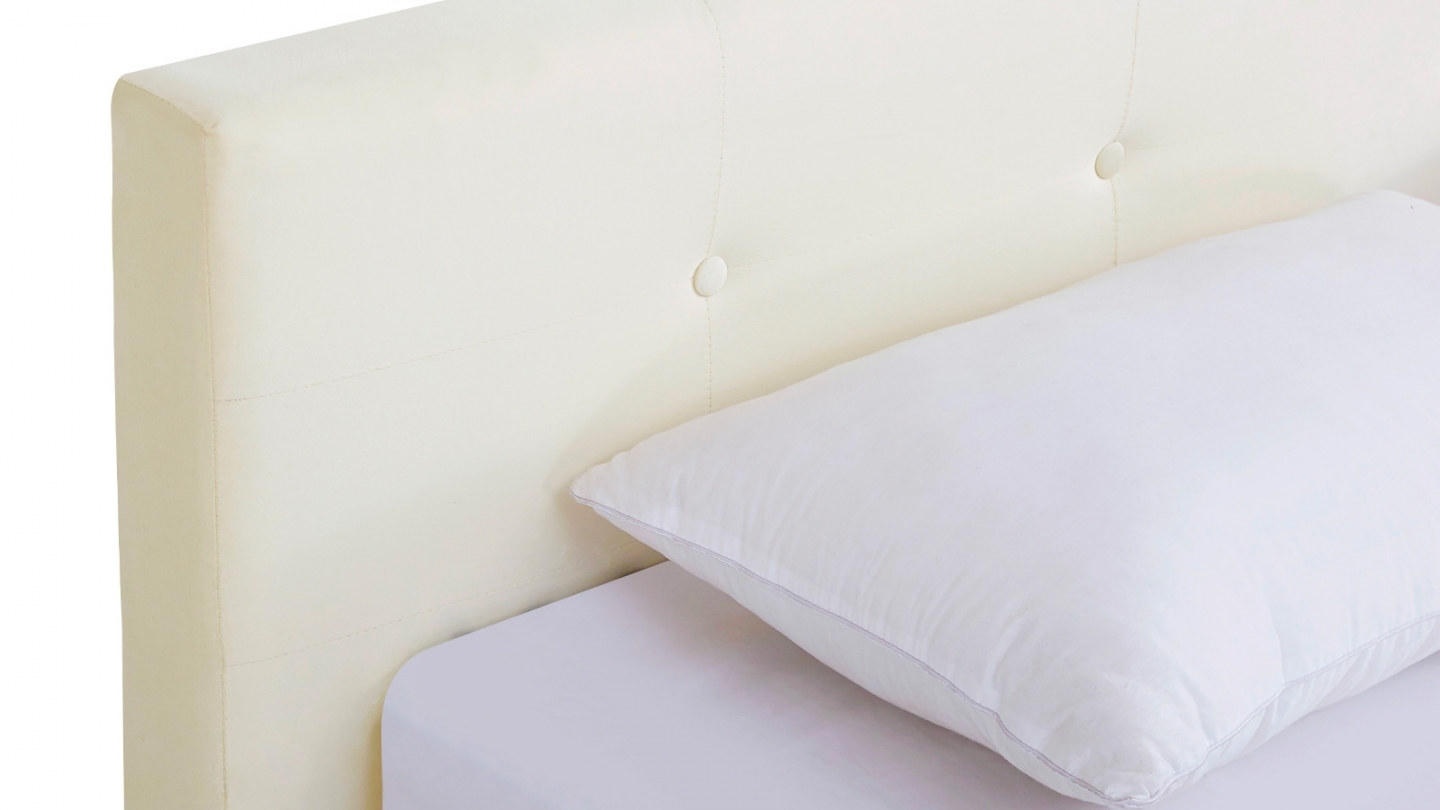 Ensemble Lit adulte 180x200cm avec tête de lit en velours beige - Milo + Matelas ressorts ensachés - Spring Elite