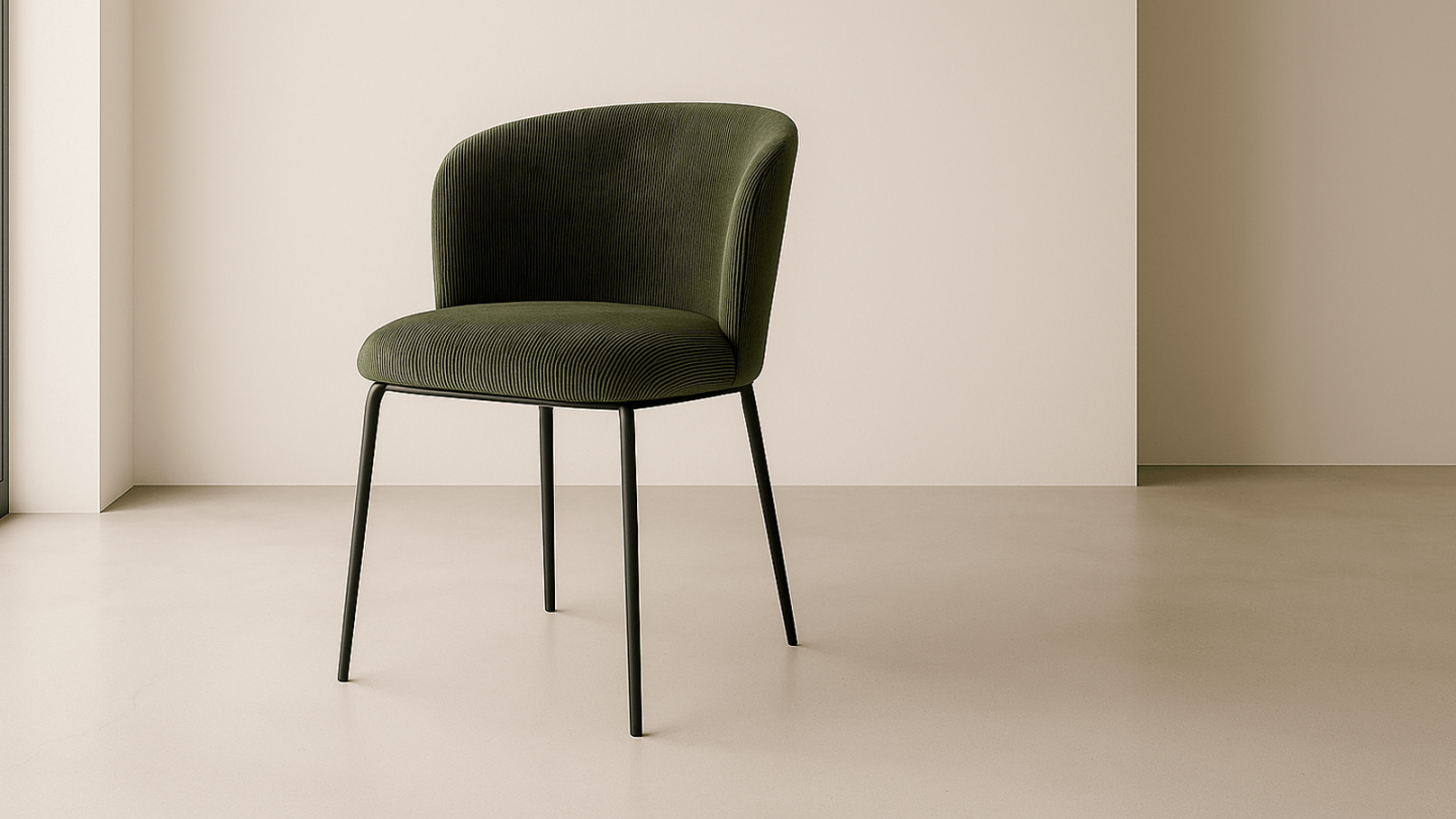 Lot de 2 chaises en velours côtelé vert kaki - Toma