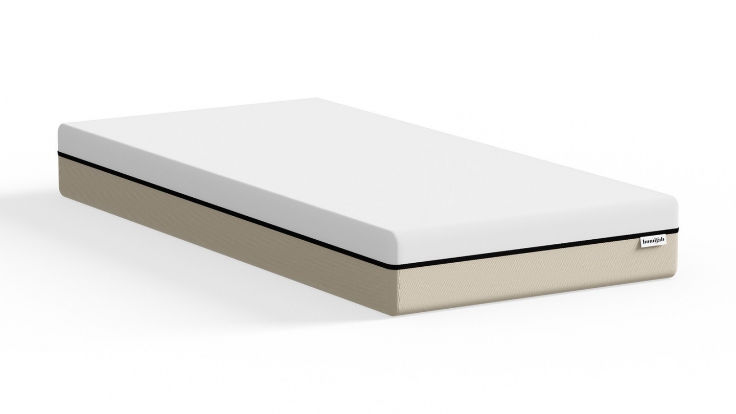 Ensemble Lit adulte 90x190cm avec tête de lit en tissu gris chiné - Milo + Matelas ressorts ensachés - Spring Elite