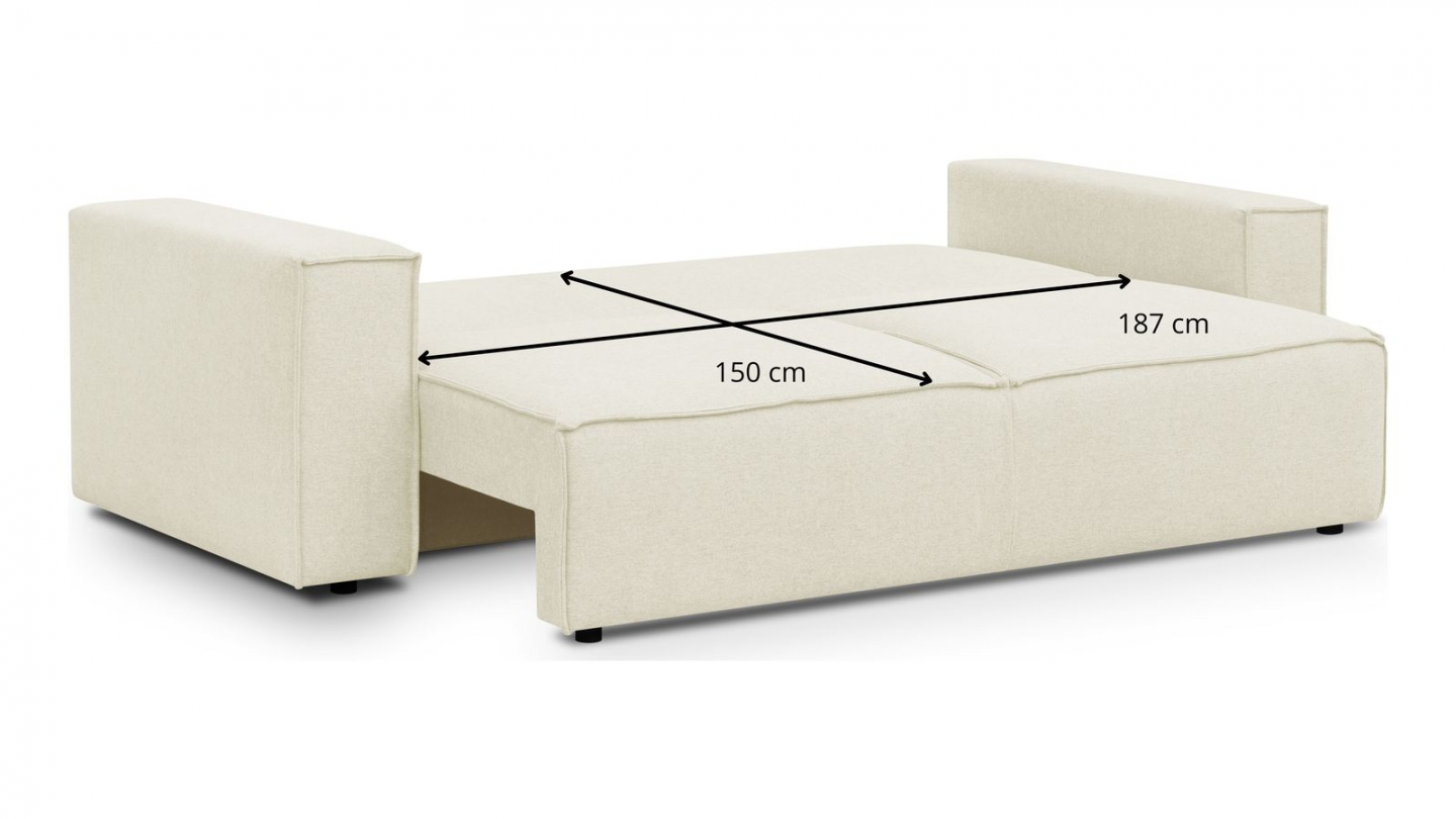 Canapé 3 places convertible avec coffre de rangement en tissu ivoire - Harper New