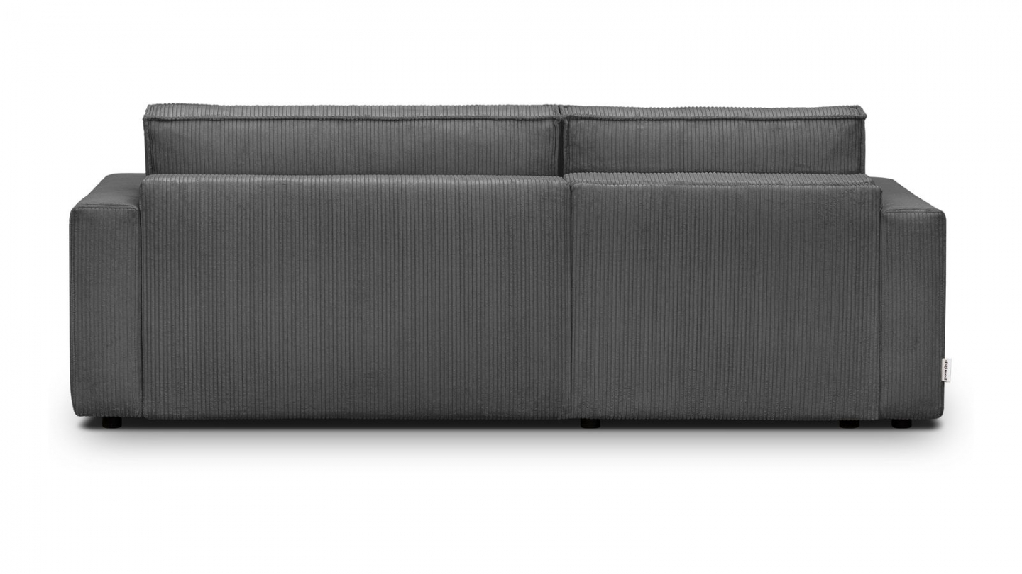 Canapé d'angle à gauche convertible 3 places en velours côtelé gris anthracite - Asti
