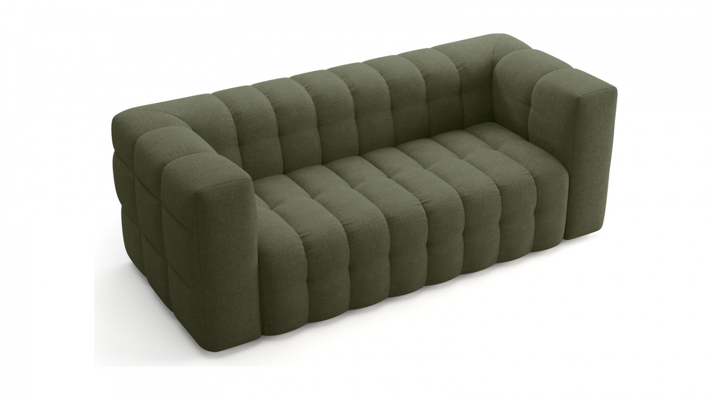 Canapé 3 places en tissu chenille vert olive - Cester
