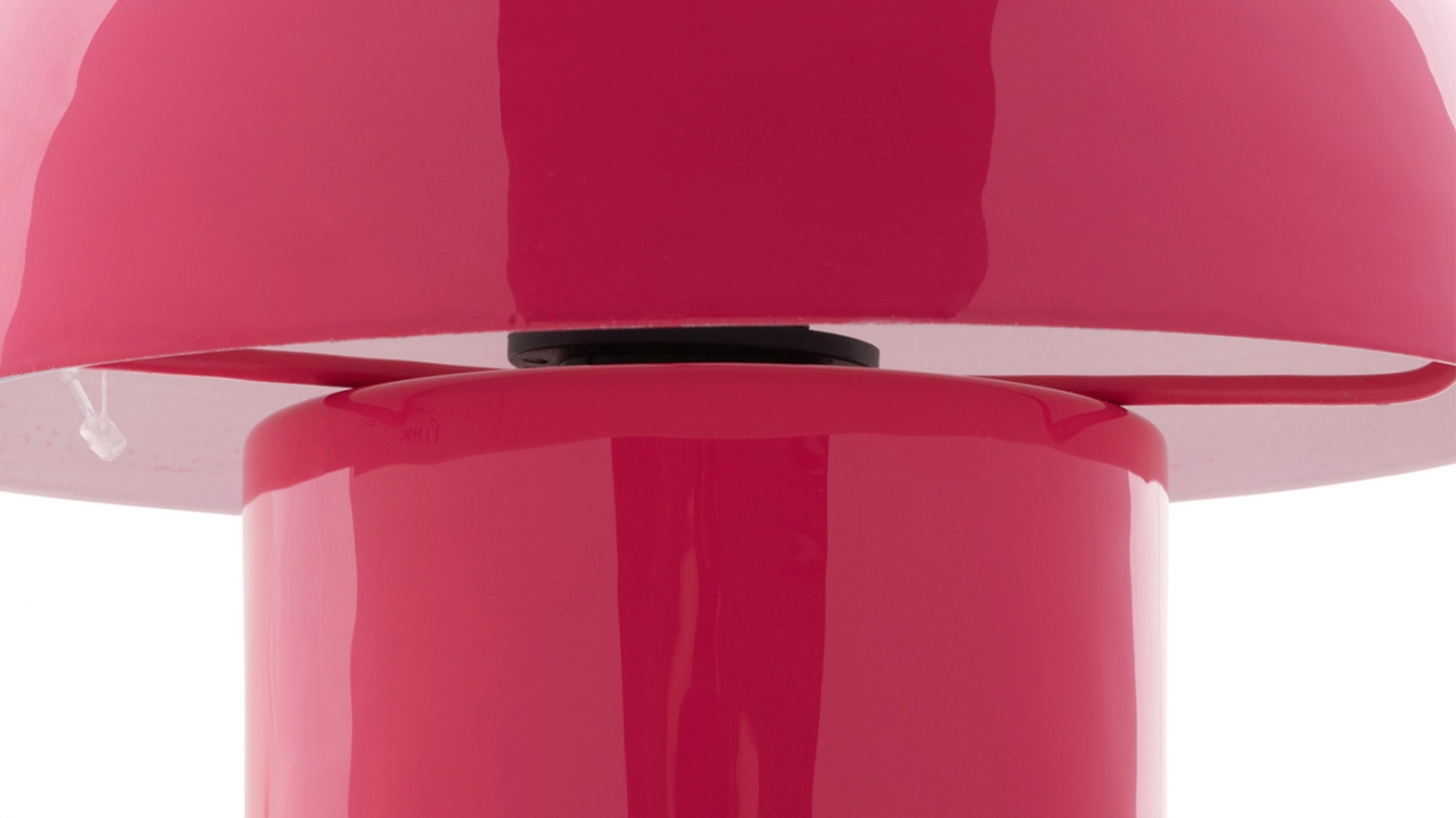 Lampe à poser champignon en métal émaillé rose vif - Fat Mushroom Mini