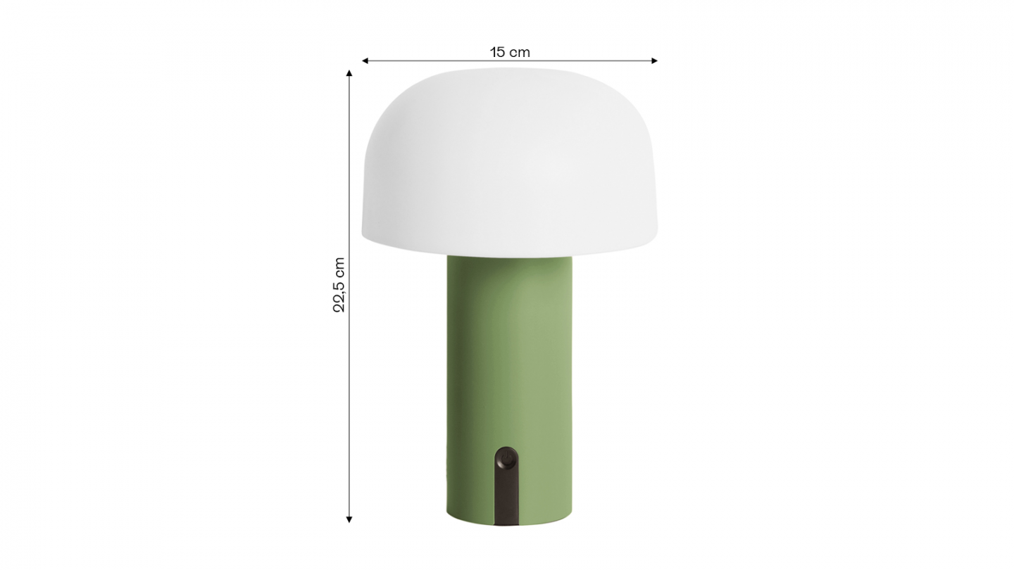 Lampe de table champignon LED en métal vert kaki - Luca