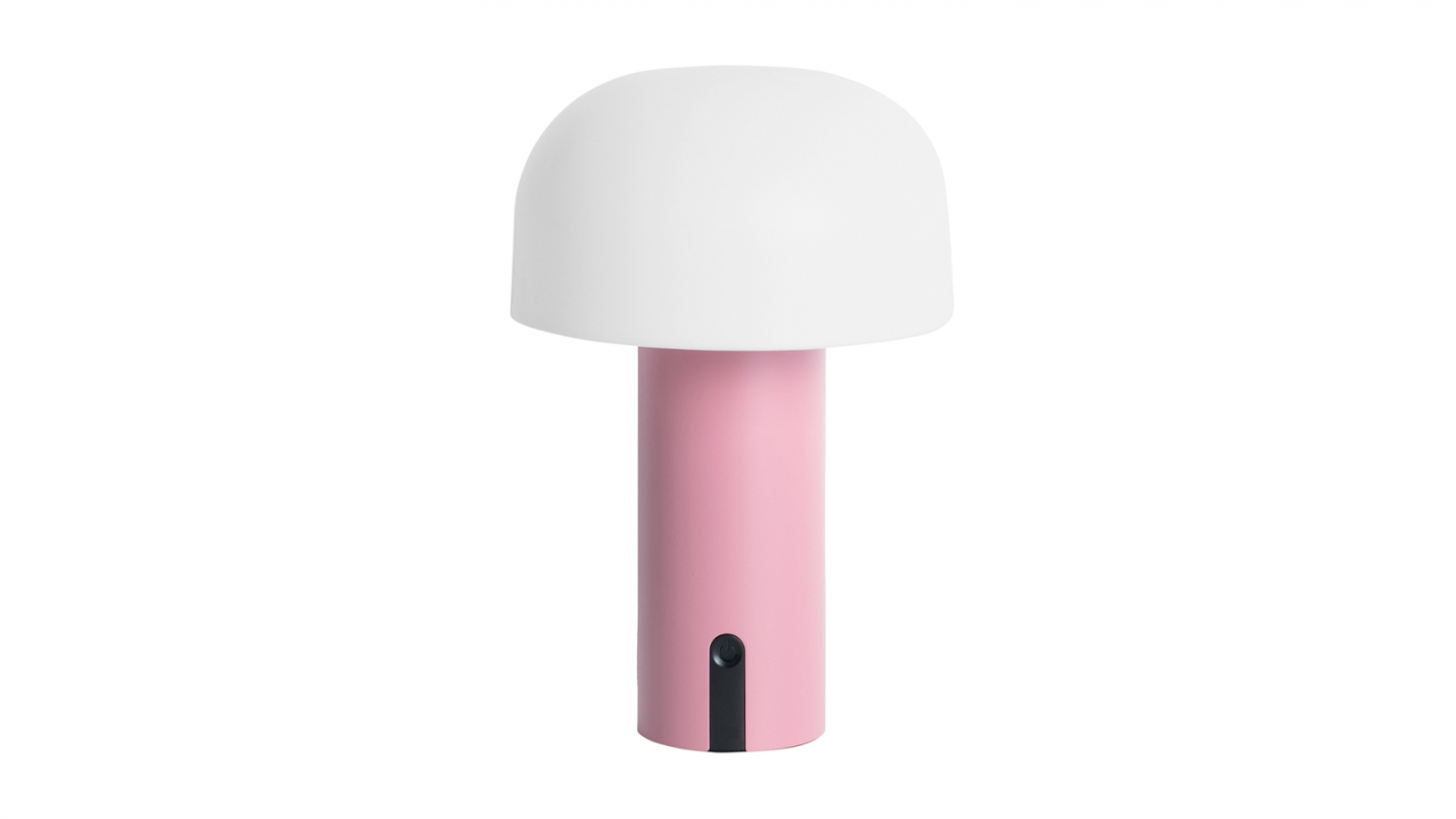 Lampe de table champignon LED en métal rose - Luca