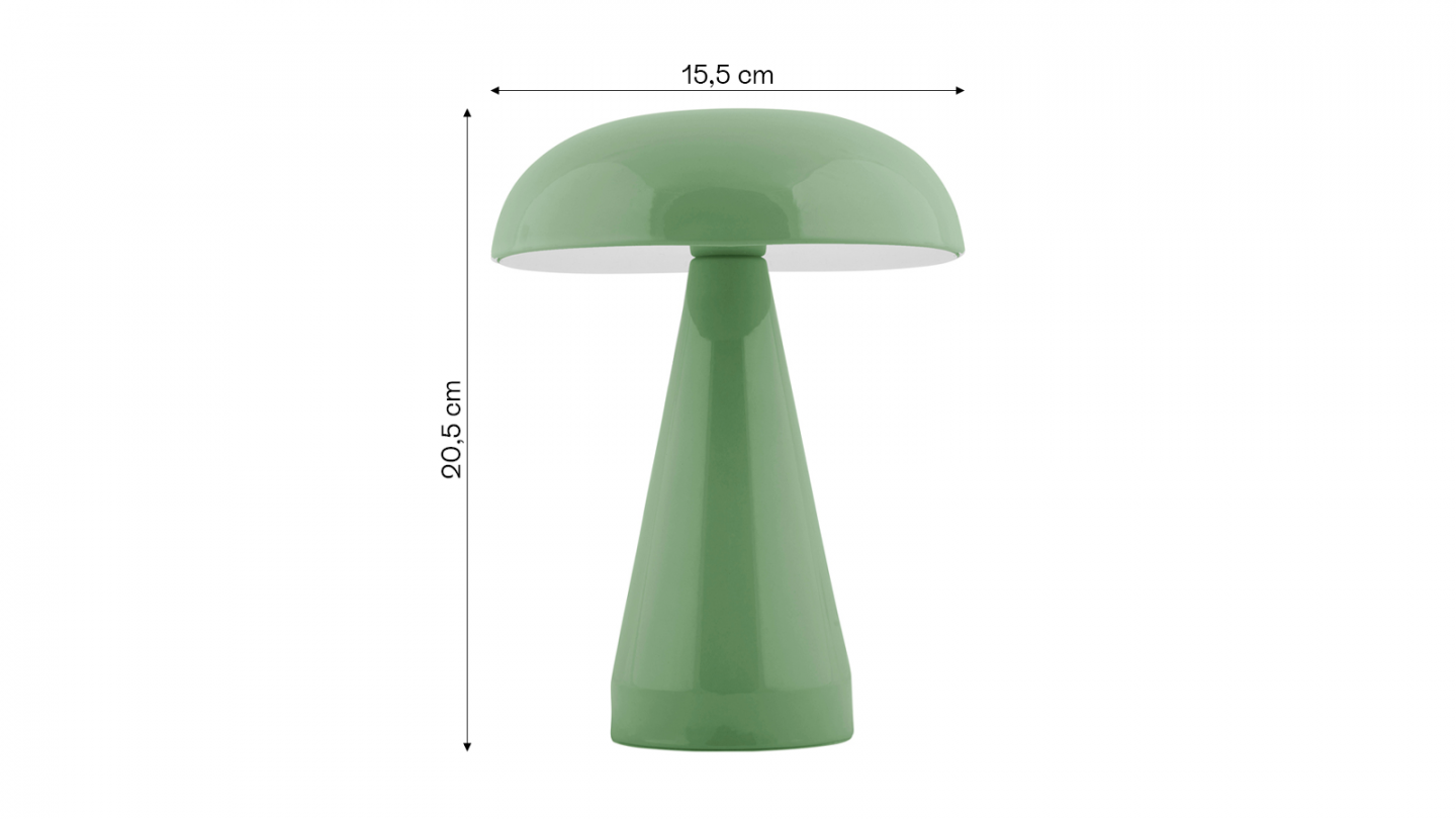 Lampe de table champignon LED en métal vert kaki - Rachel