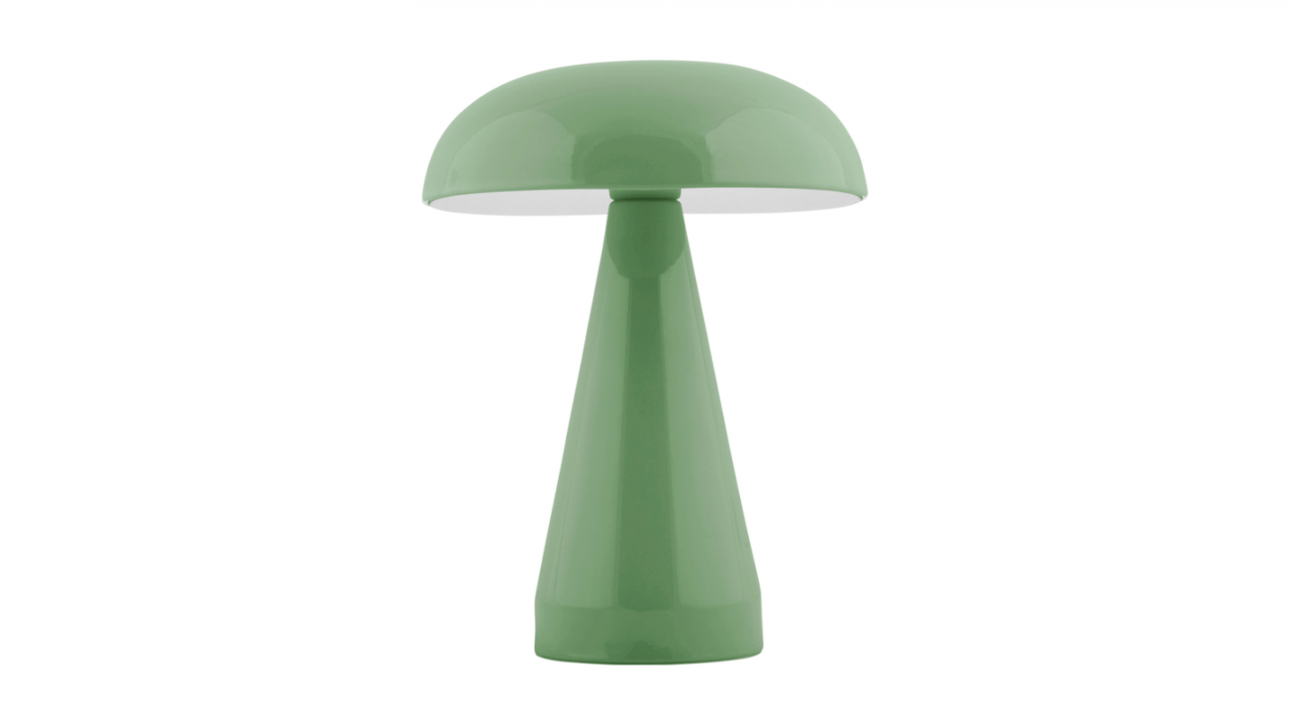 Lampe de table champignon LED en métal vert kaki - Rachel