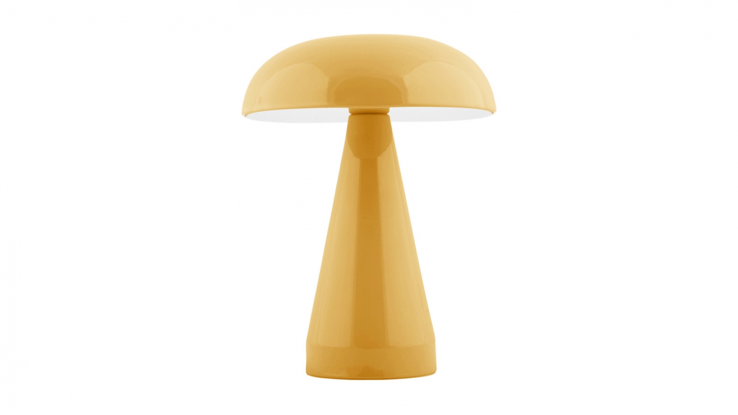 Lampe de table champignon LED en métal jaune - Rachel