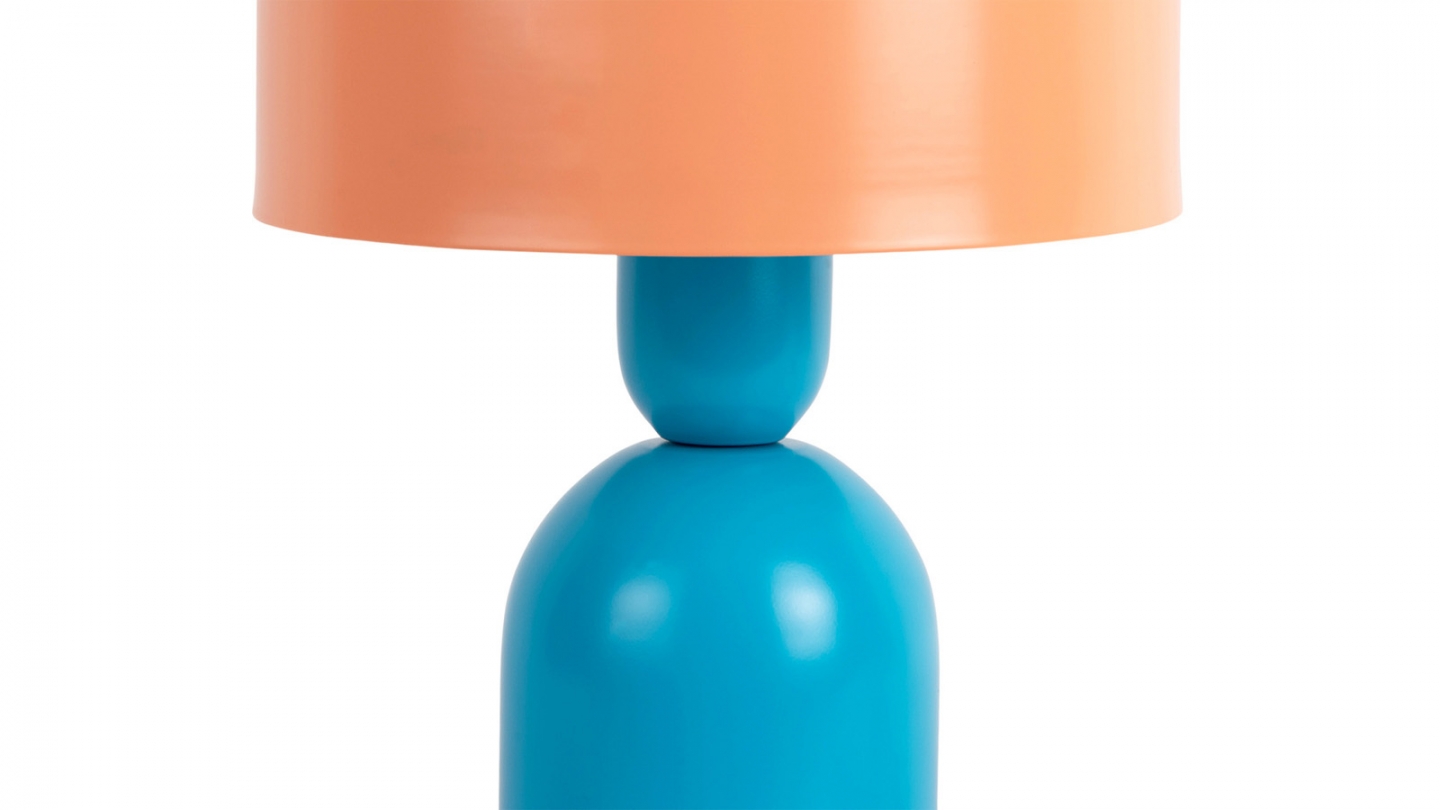 Lampe à poser en Métal bleu et orange - Funky