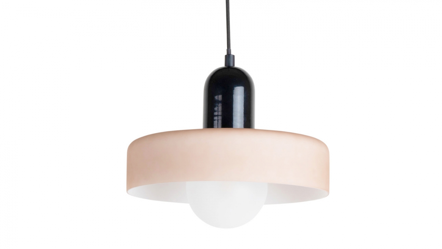 Suspension en verre noire et grise - diam 25cm - Opaco Grato