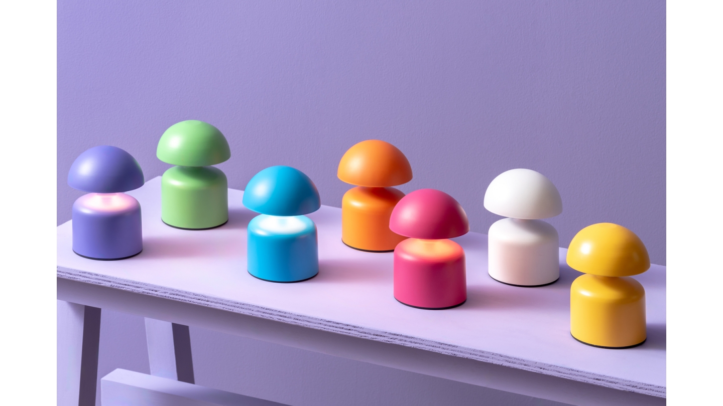 Lampe de table champignon LED en métal bleu - Impetu