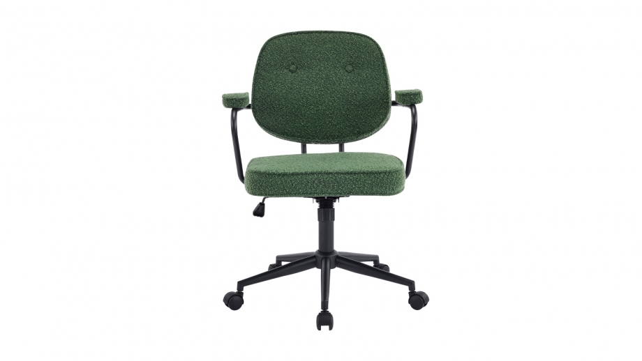 Fauteuil de bureau pivotant et réglable en hauteur en tissu bouclé vert - Ann