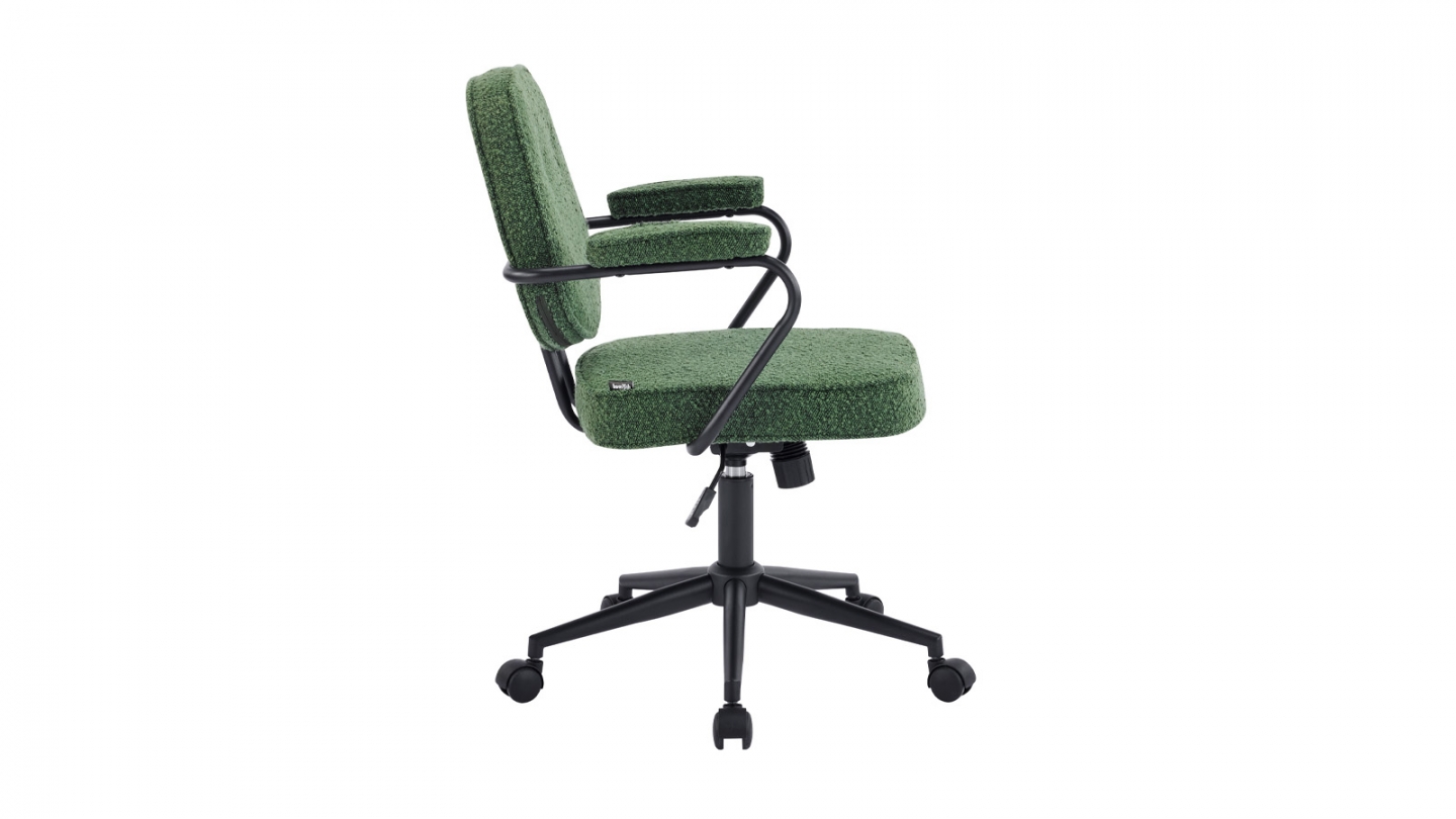 Fauteuil de bureau pivotant et réglable en hauteur en tissu bouclé vert - Ann
