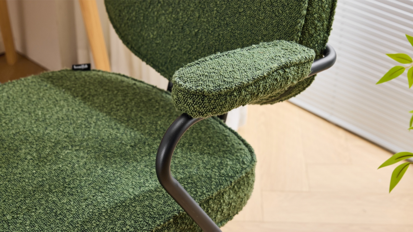 Fauteuil de bureau pivotant et réglable en hauteur en tissu bouclé vert - Ann