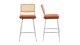 Lot de 2 chaises de bar en cannage et tissu bouclé rouille, piètement chromé - Muse