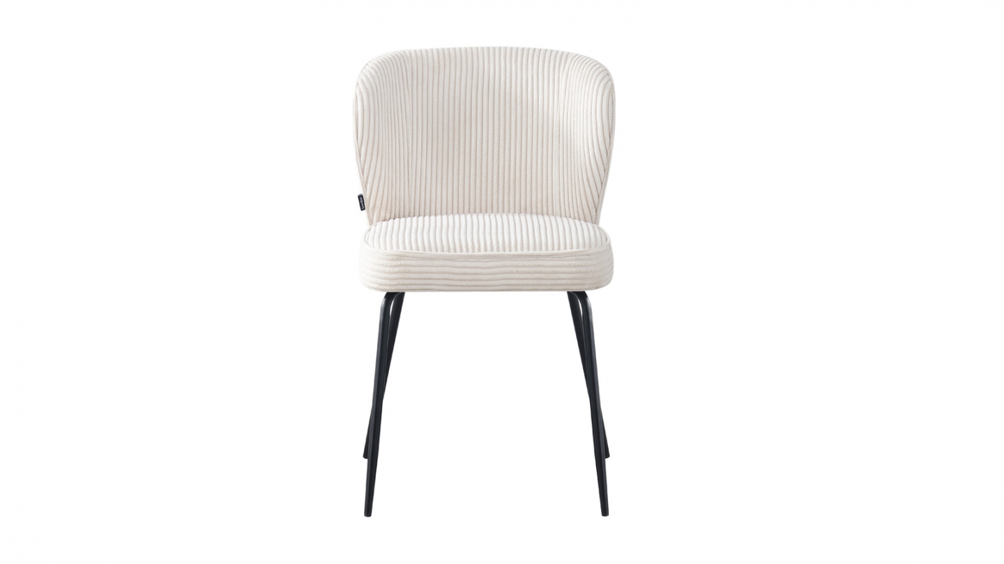 Lot de 2 chaises en velours côtelé beige - Tara