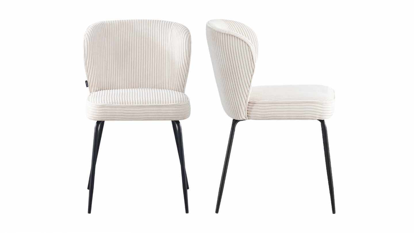 Lot de 2 chaises en velours côtelé beige - Tara