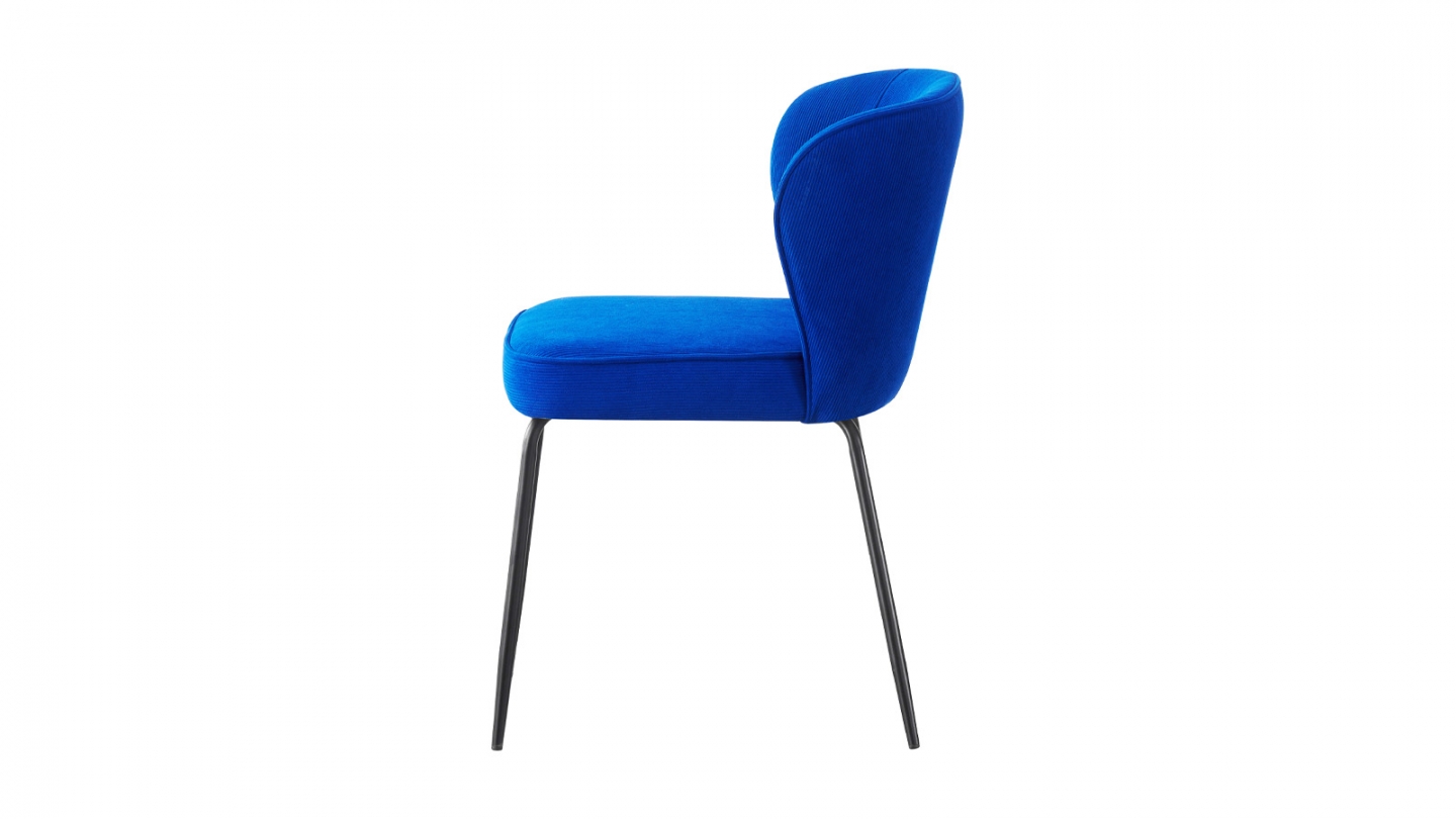 Lot de 2 chaises en velours côtelé bleu électrique - Tara