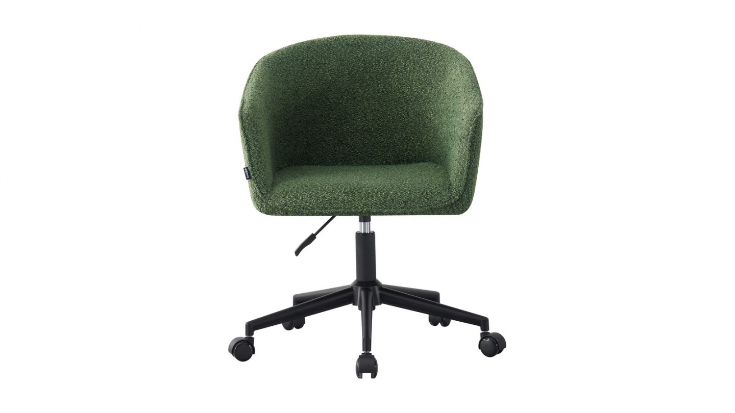 Fauteuil de bureau pivotant et réglable en hauteur en tissu bouclé vert - Marlo