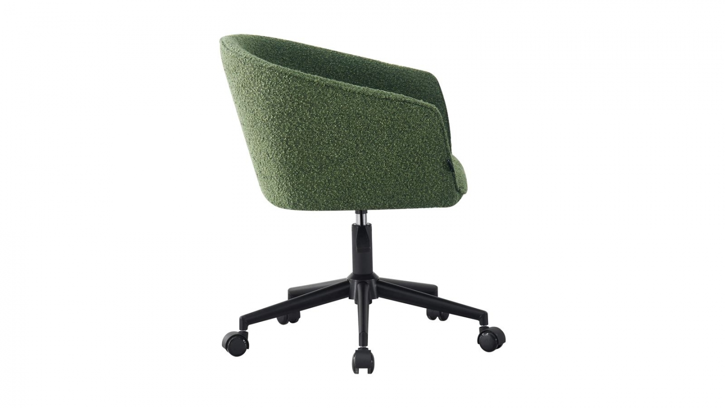 Fauteuil de bureau pivotant et réglable en hauteur en tissu bouclé vert - Marlo