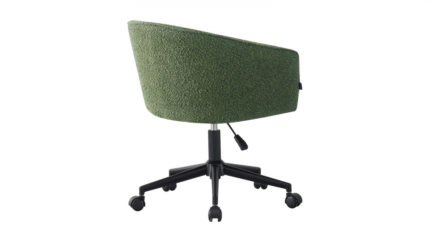 Fauteuil de bureau pivotant et réglable en hauteur en tissu bouclé vert - Marlo