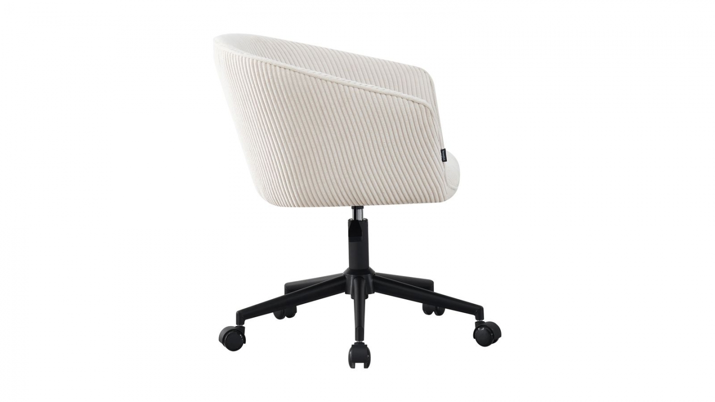 Fauteuil de bureau pivotant et réglable en hauteur en velours côtelé beige - Marlo