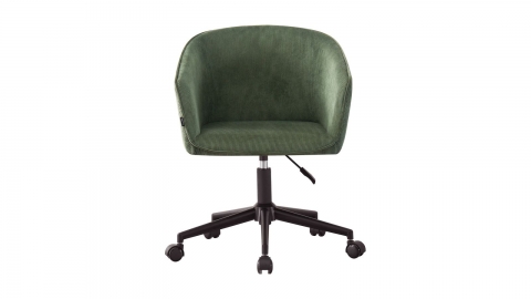 Fauteuil de bureau pivotant et réglable en hauteur en velours côtelé vert kaki - Marlo