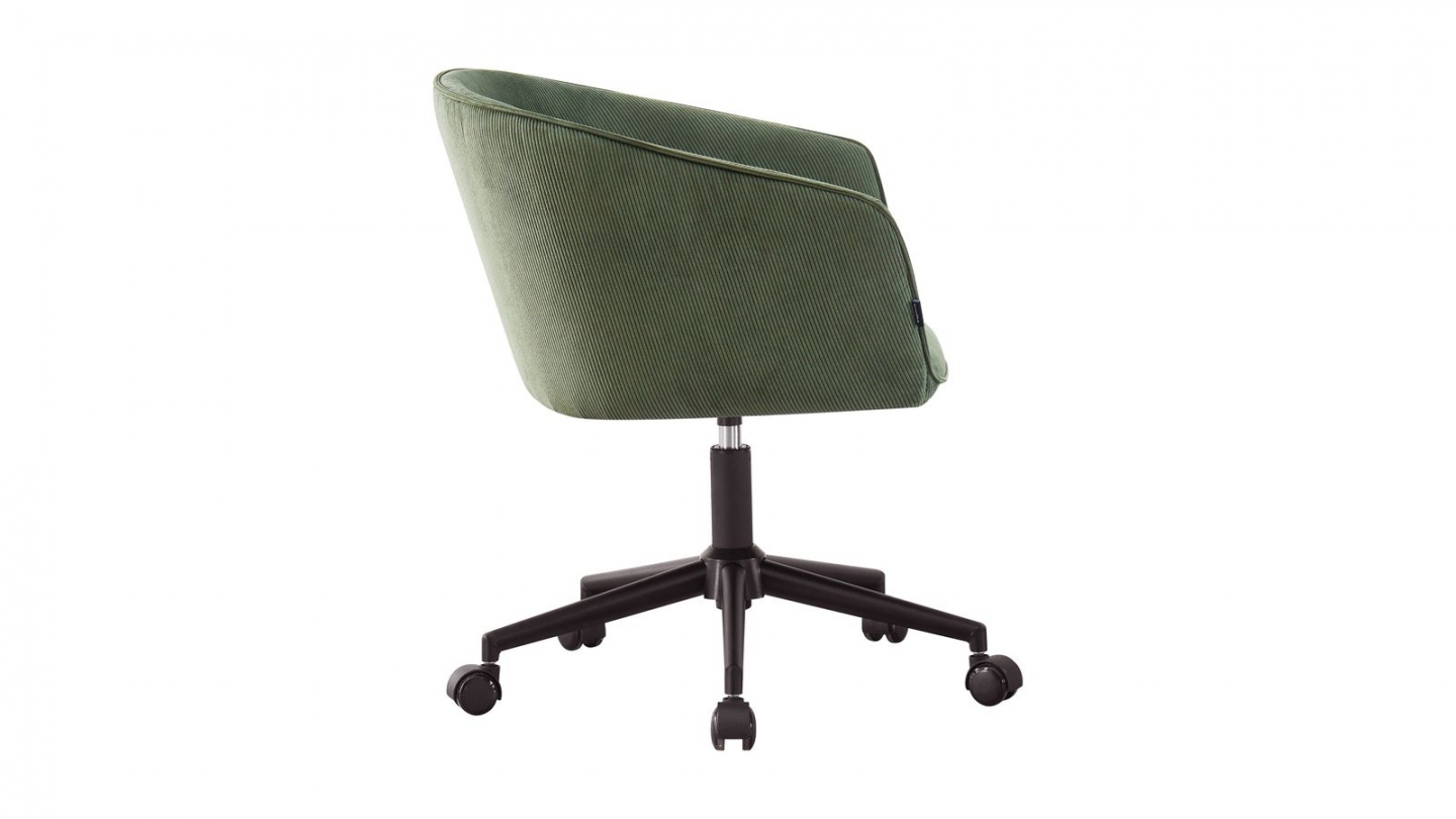 Fauteuil de bureau pivotant et réglable en hauteur en velours côtelé vert kaki - Marlo
