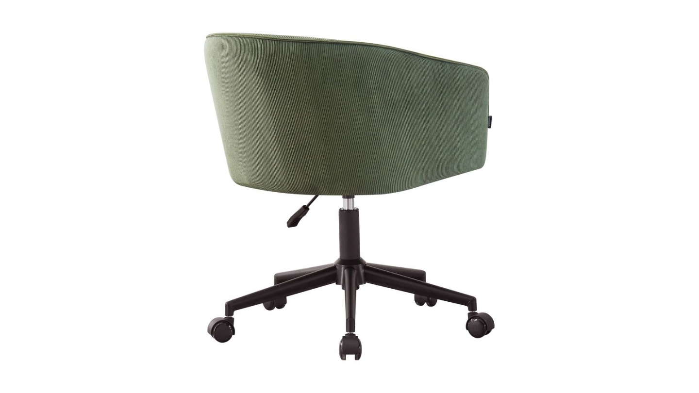 Fauteuil de bureau pivotant et réglable en hauteur en velours côtelé vert kaki - Marlo