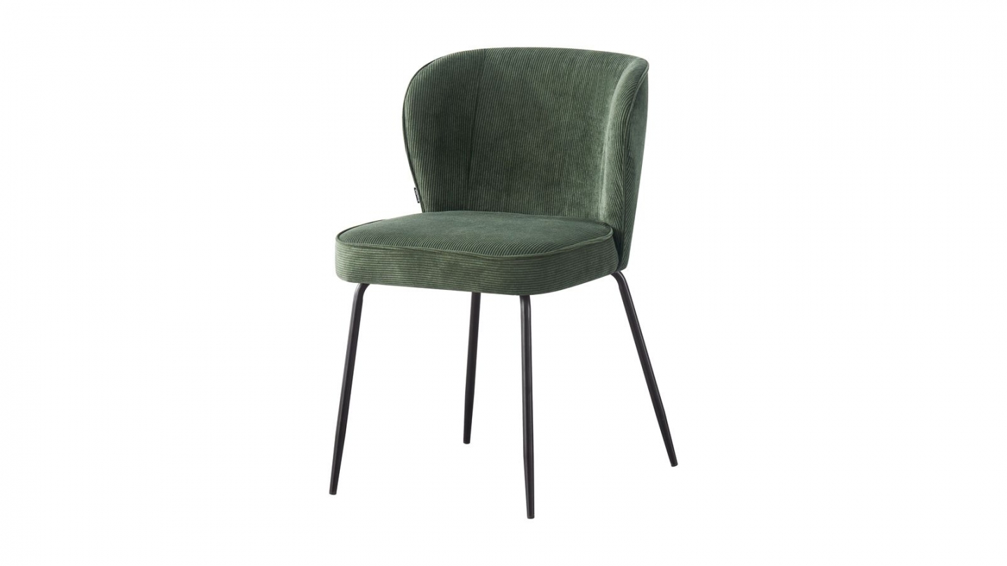 Lot de 2 chaises en velours côtelé vert kaki - Tara