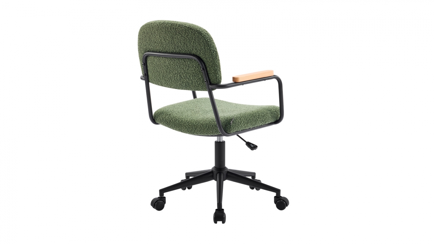 Fauteuil de bureau pivotant et réglable en hauteur en tissu bouclé vert - Gianni