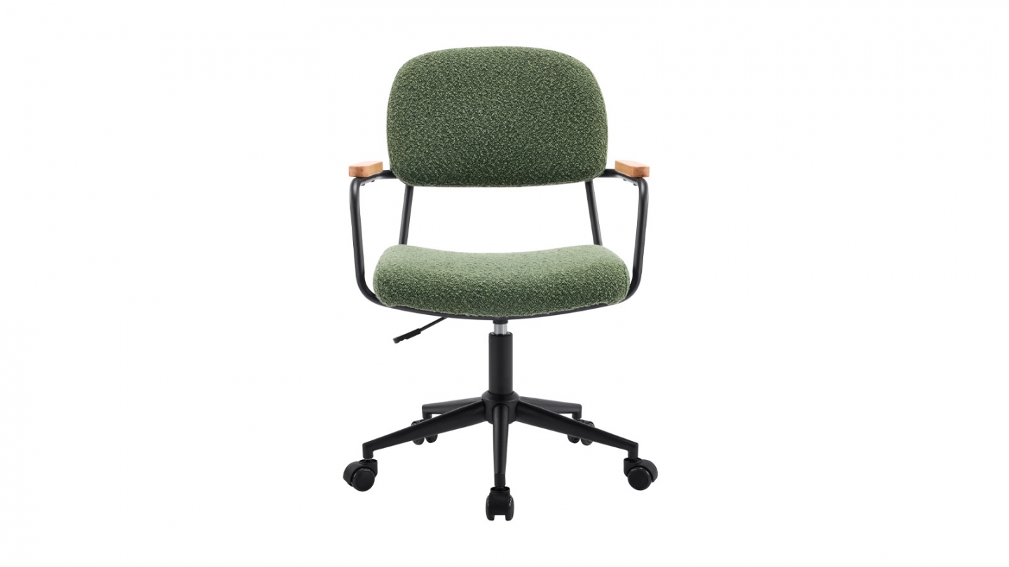 Fauteuil de bureau pivotant et réglable en hauteur en tissu bouclé vert - Gianni