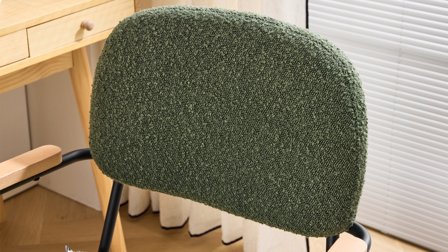 Fauteuil de bureau pivotant et réglable en hauteur en tissu bouclé vert - Gianni