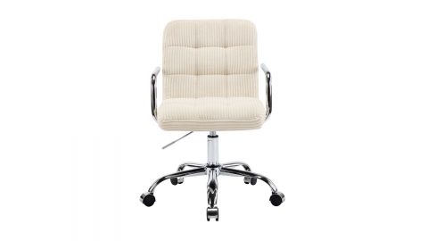 Fauteuil de bureau pivotant et réglable en hauteur en velours côtelé beige - Nolan
