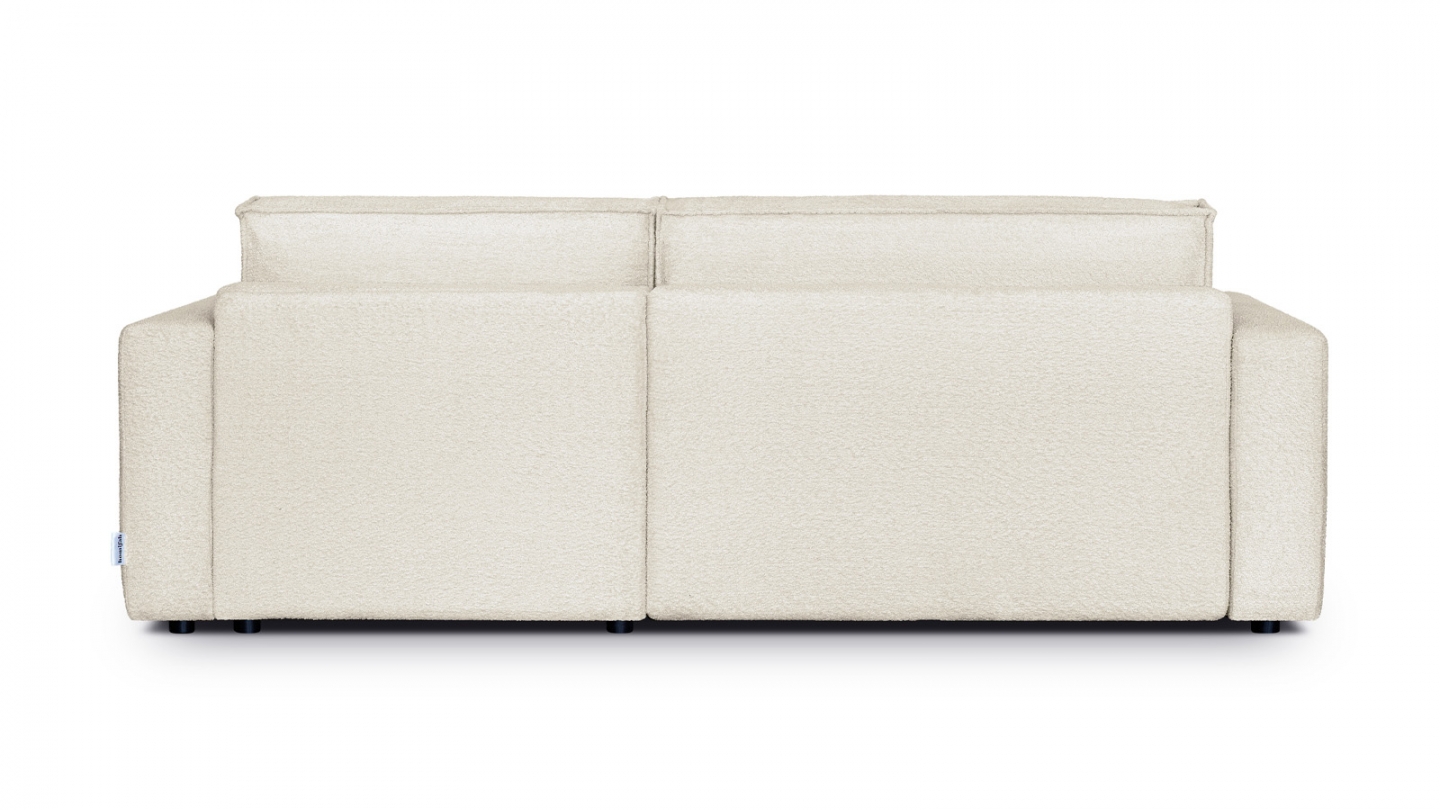 Canapé d'angle à droite convertible 3 places en tissu bouclé beige - Asti