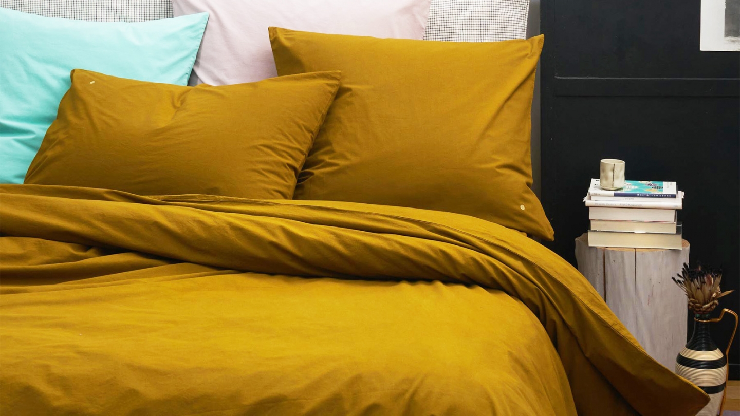 Drap housse en coton bio Jaune 200 x 180 cm - Celeste