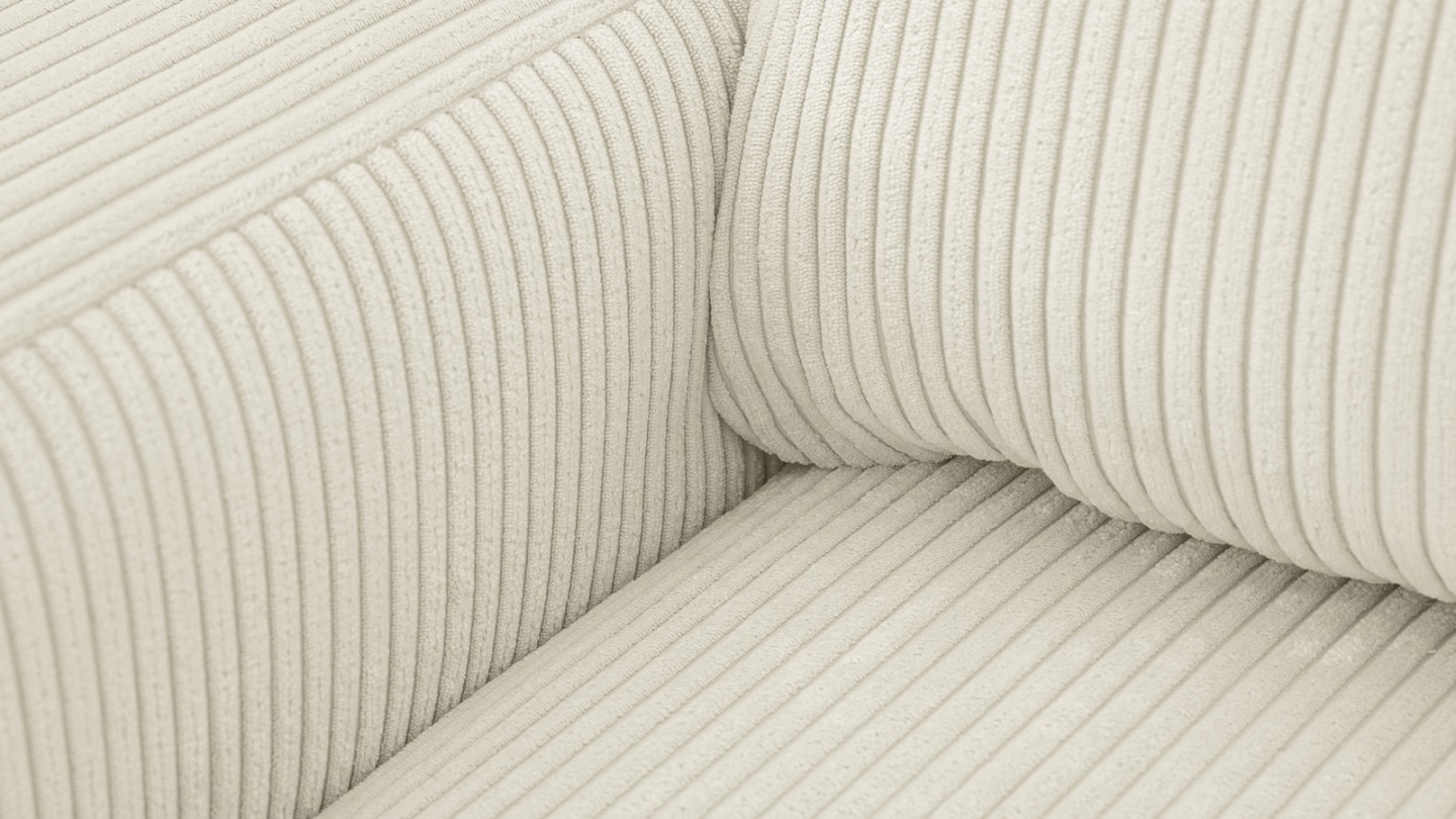 Canapé d'angle droit convertible 3 places en velours côtelé beige - Sonny
