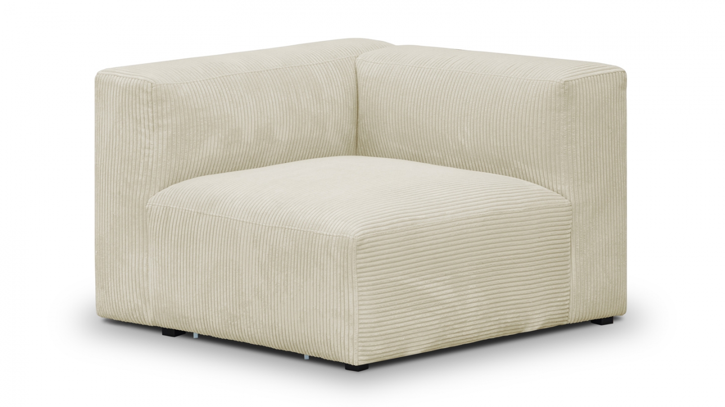 Module d'angle réversible en velours côtelé beige - Modulo