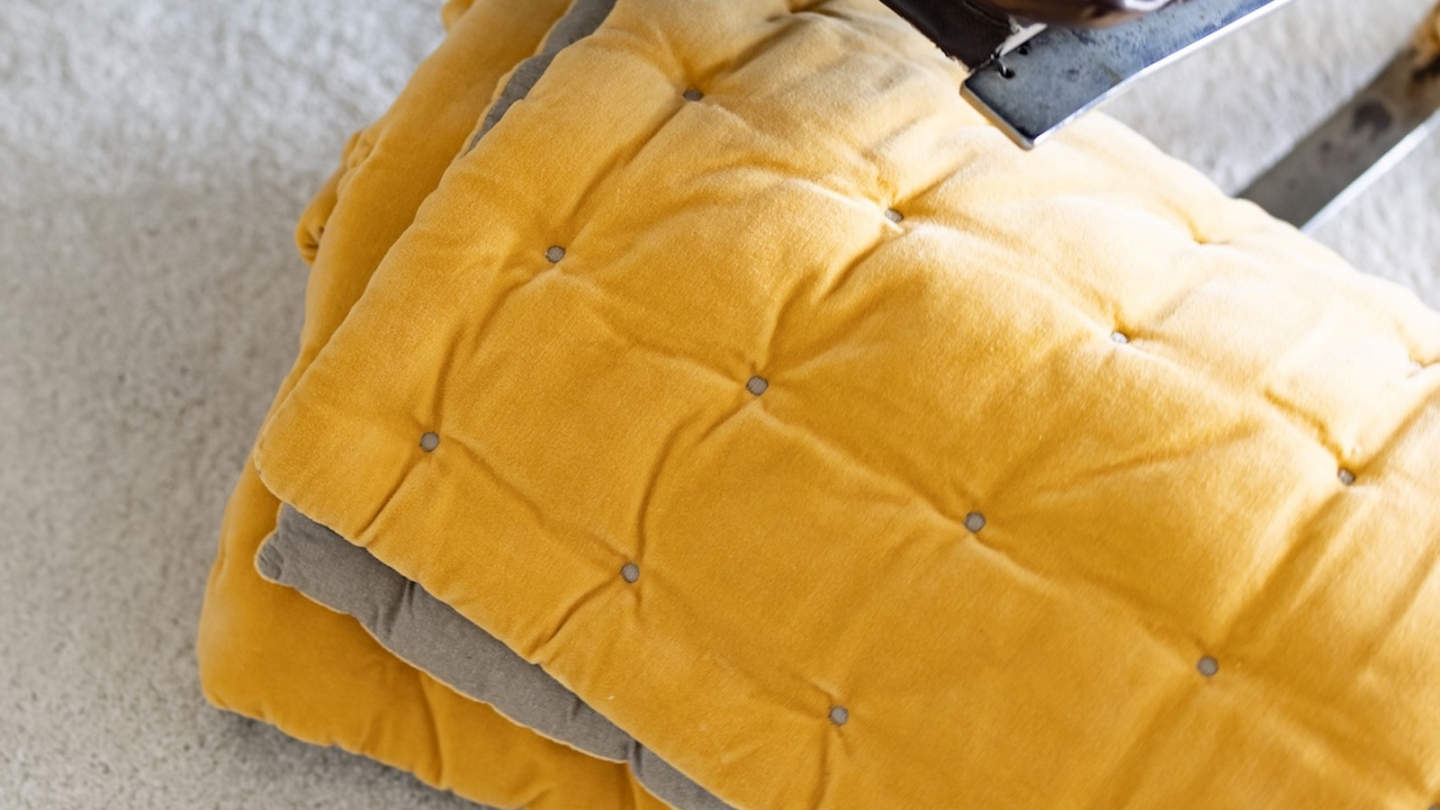 Chemin de lit en velours uni Jaune 90 x 240 cm - Elise