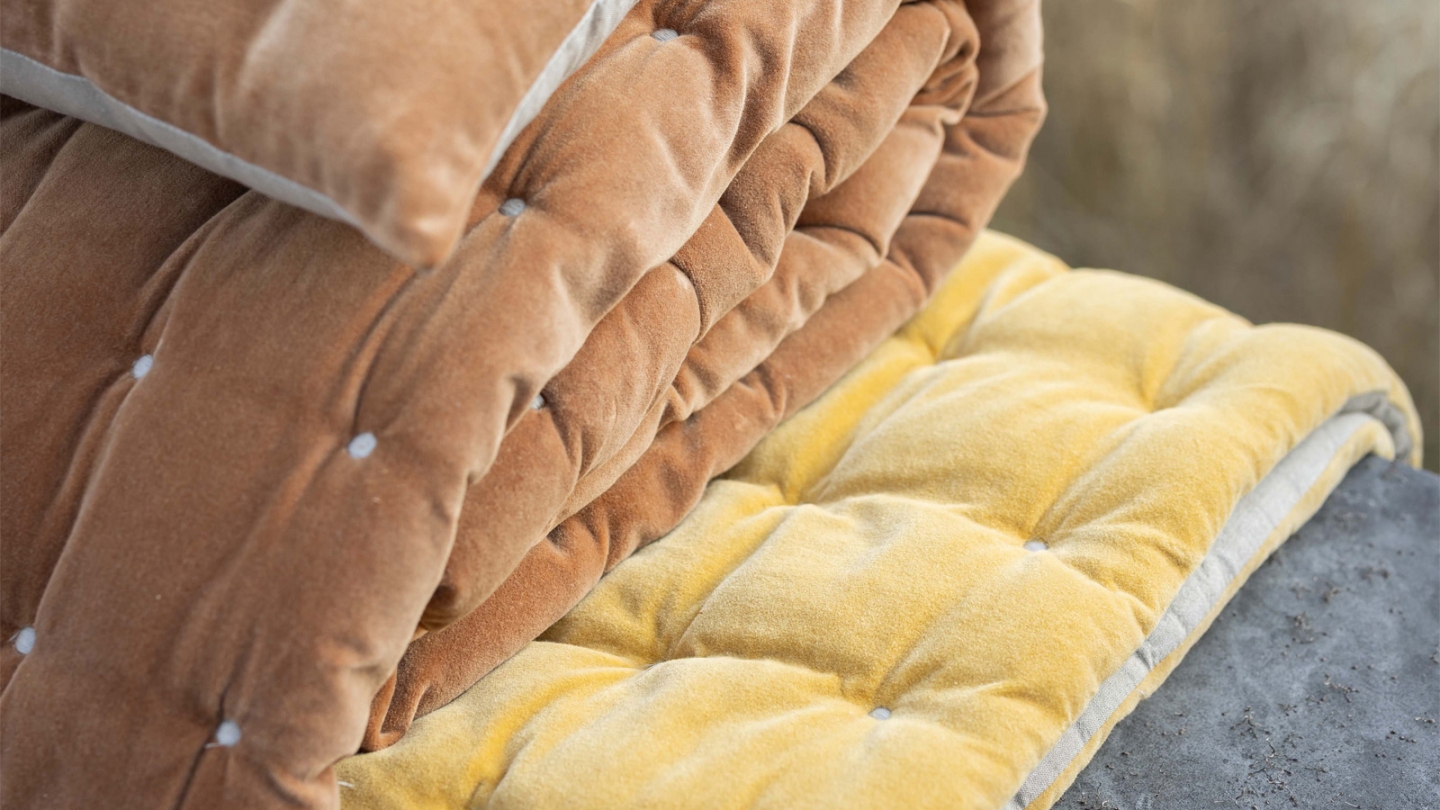 Chemin de lit en velours uni Jaune 90 x 240 cm - Elise