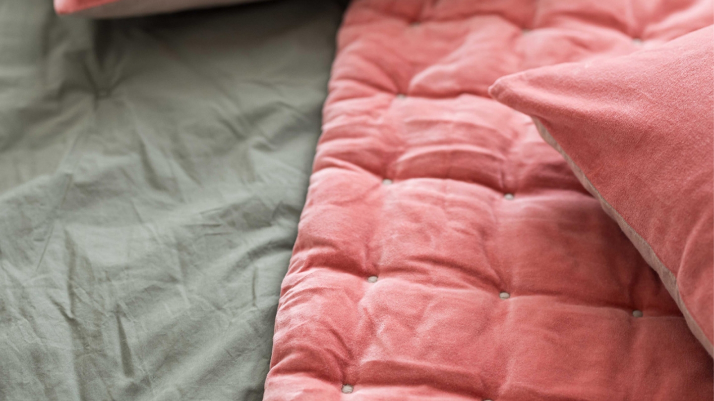 Chemin de lit en velours uni Orange 90 x 240 cm - Elise