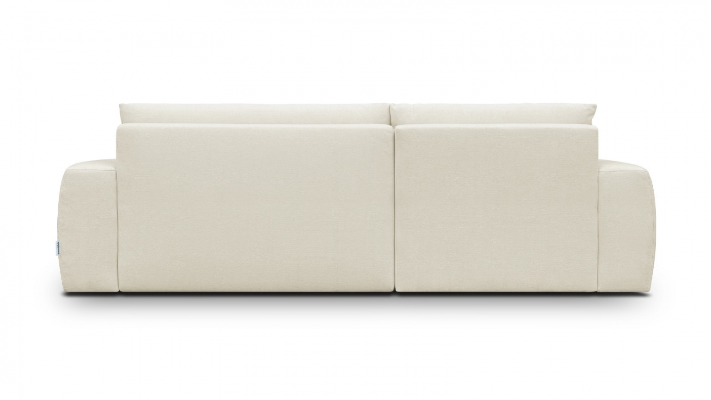 Canapé d'angle gauche convertible 3 places en tissu chenille beige - Sonny